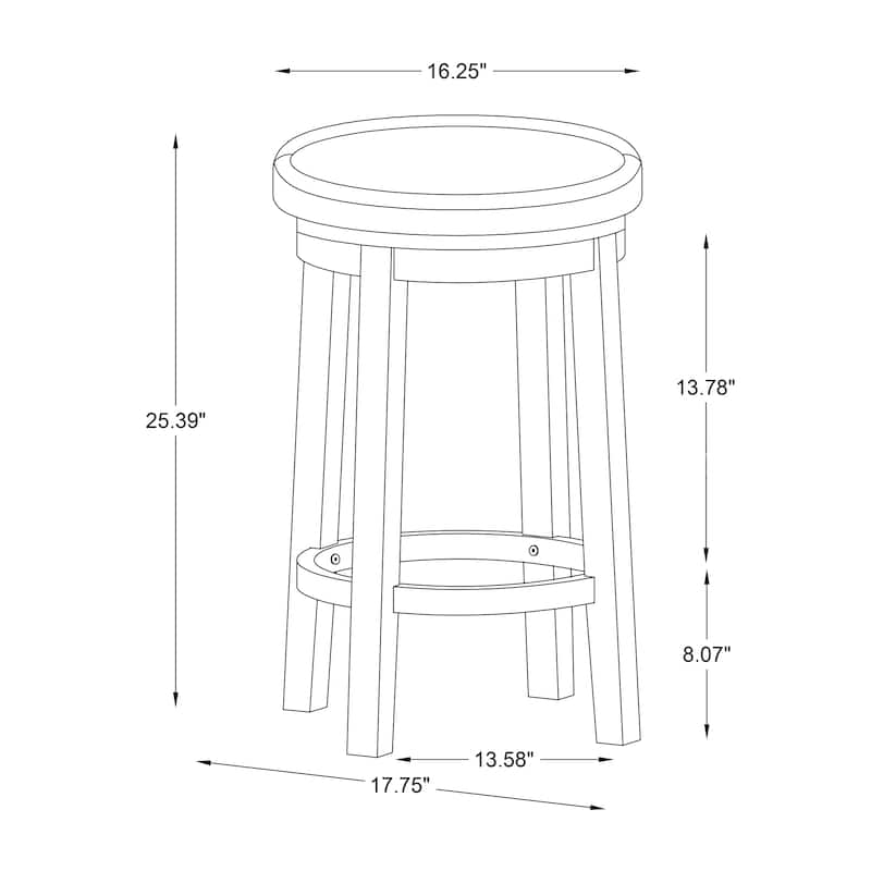 Dorothy Black Wood 25-Inch Backless Faux Leather Swivel Counter Stool