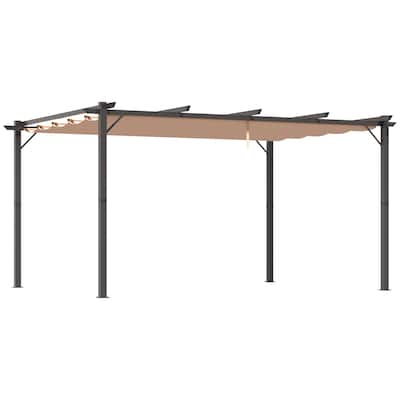 10' x 13' Aluminum Patio Pergola with Retractable Pergola Canopy