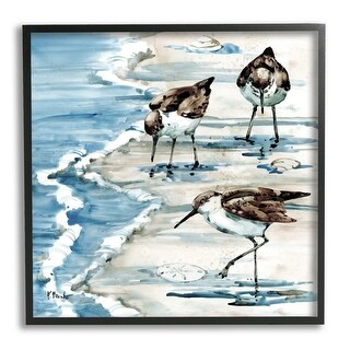 Stupell Rockhampton Sandpipers Beach Grazing Framed Giclee Texturized ...