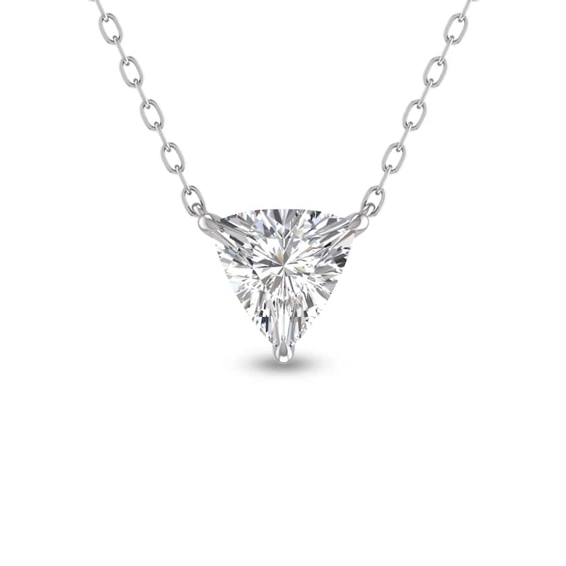 Marquee Lab Grown 1/2 Carat Floating Trillion Shaped Diamond Solitaire Pendant in 14K White Gold