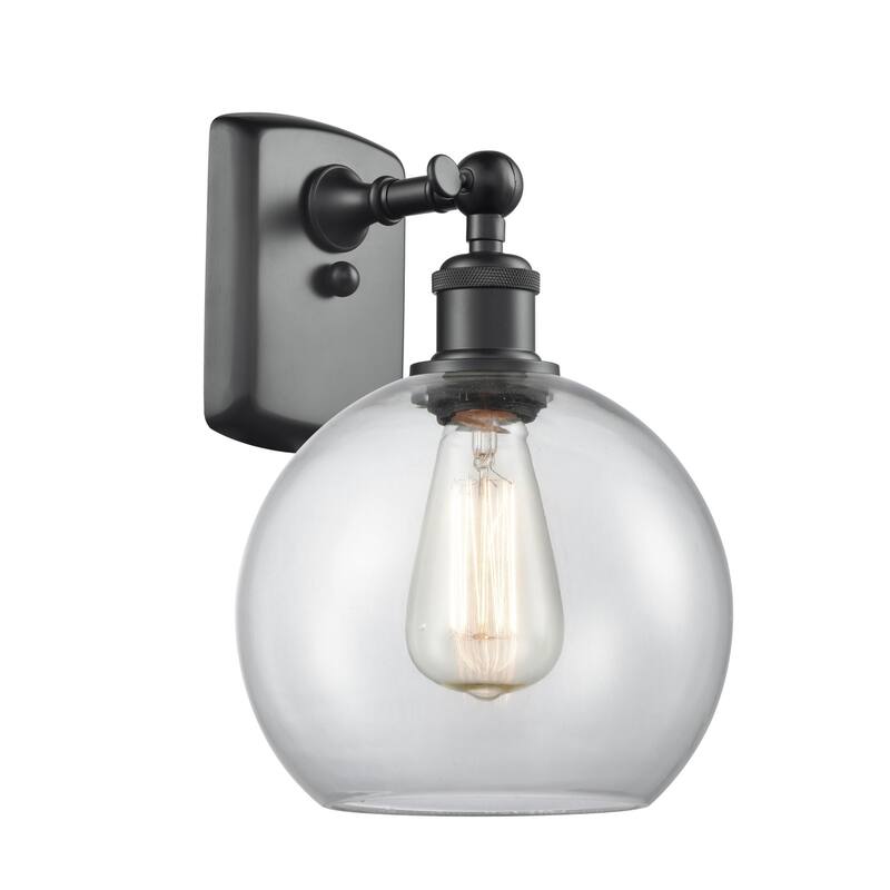 Innovations Lighting 516-1W-13-8 Athens Sconce Athens 13" Tall Wall - Matte Black / Clear