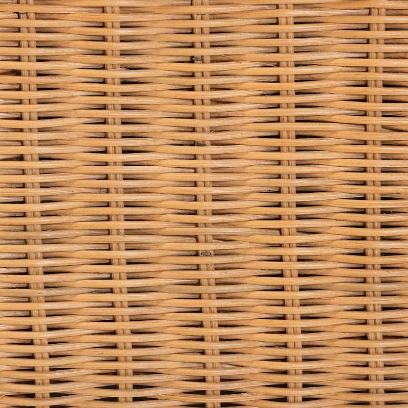 Teresa Natural Rattan Daybed - Handwoven Sofa Bed Frame with Scalloped Edge and Open Lattice Back, Coastal Boho Style, Twin