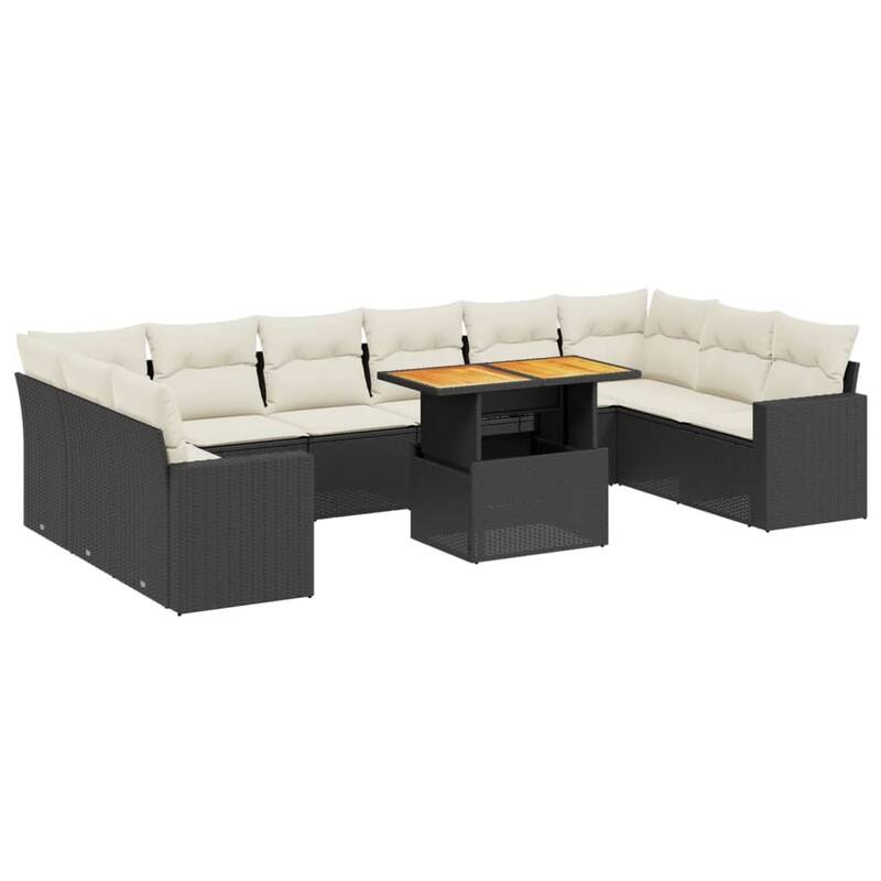 vidaXL Patio Sofa Set with Cushions Lounge Furniture Set 11 Piece Poly Rattan - 21.7 x 39.4 x 28.7