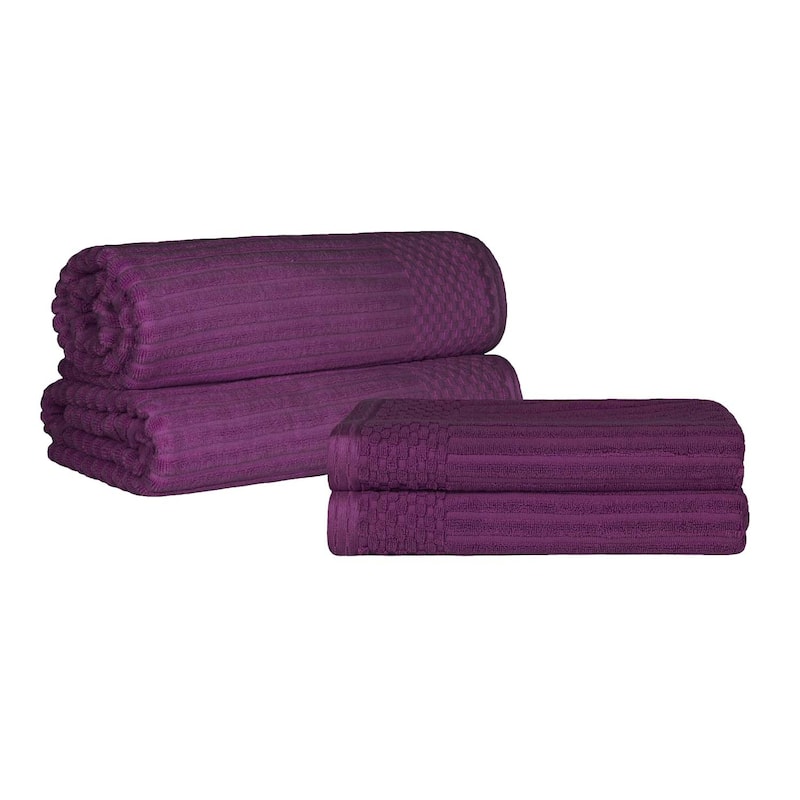 Superior Ribbed Cotton Absorbent Heavyweight Bath Sheet and Bath Towel Set