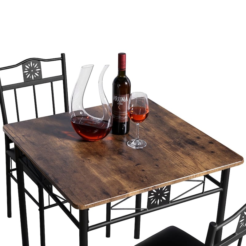 VECELO 3/5-piece Mid-century Dining Table Set with Upholstered Chair