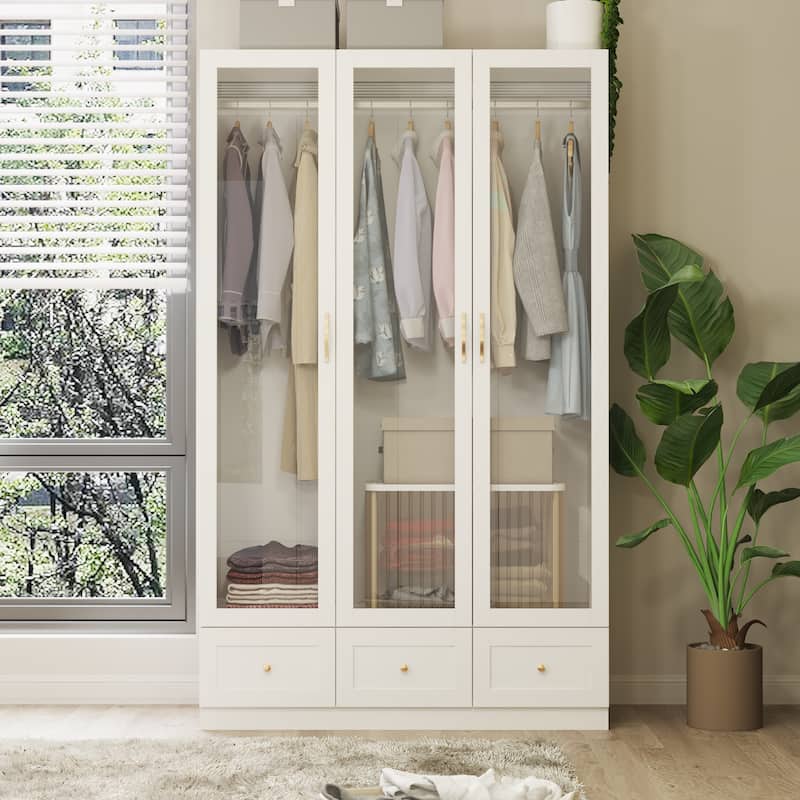 Multi-Piece Wardrobe Set Adaptable Closet Modules Combo Armoires - 47.2"W-3Doors
