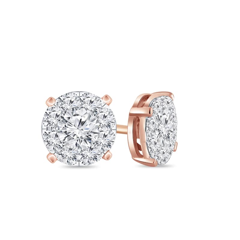 Auriya 14k Gold 1/4ctw Round Halo Pave Diamond Stud Earrings (H-I, I1-I2)