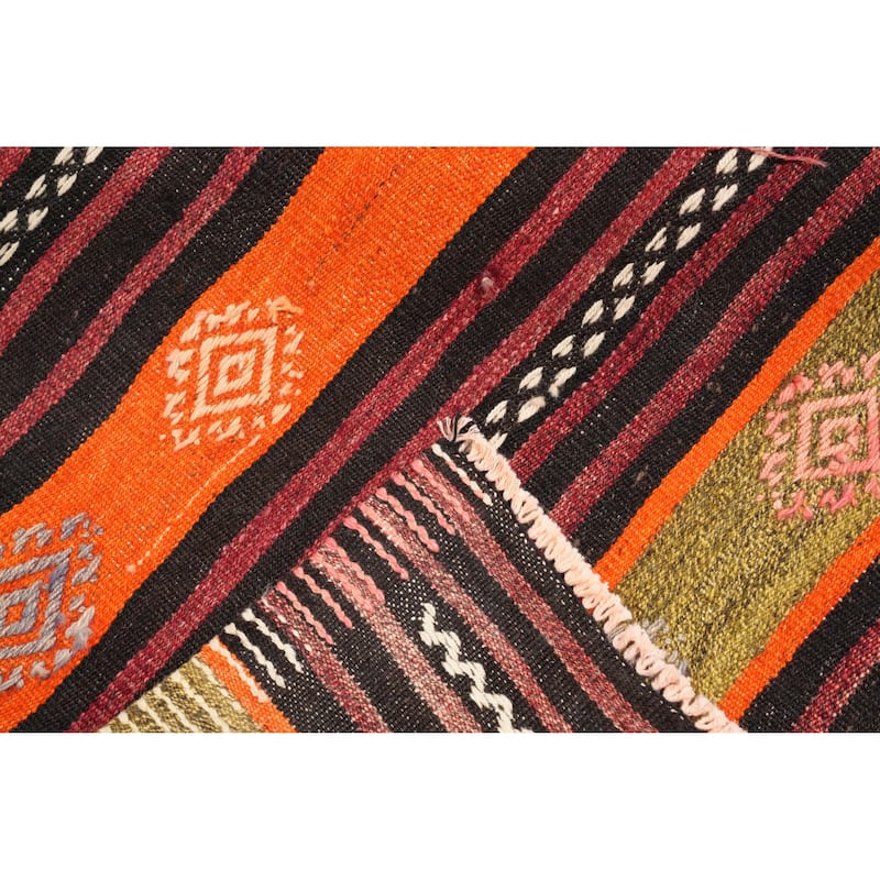 Hand Woven Oriental 100% Wool Carpet Southwestern Tribal Multi-Colored Kilim Area Rug - 9' 2'' X 6' 5''