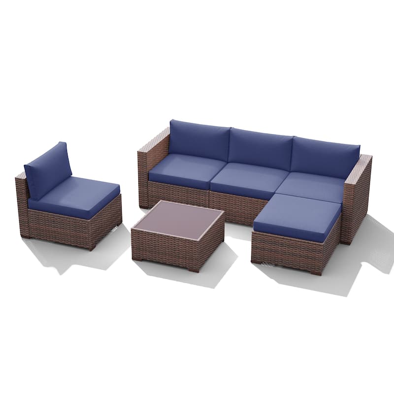 6-piece Outdoor Wicker Sectional Sofa Set