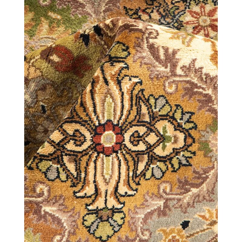 Overton Handknotted Wool Traditional Oriental Yellow Runner