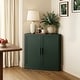 preview thumbnail 1 of 4, 31"H Corner Sideboard Cabinet Free-Standing Corner Storage Organizer Green