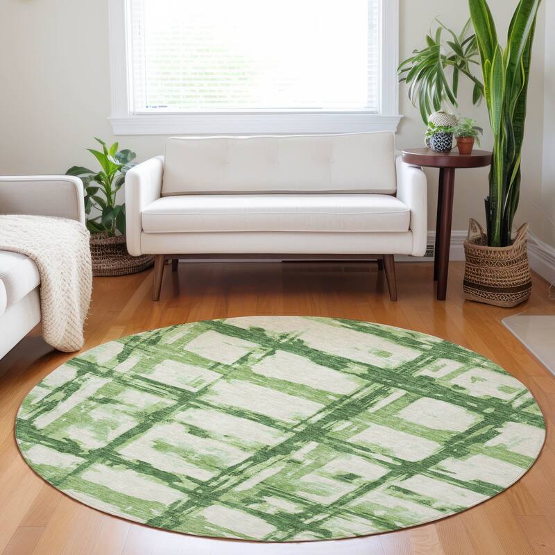 Premium Washable Super Soft Transitional Mayfield Rug - Green - 8' x 8' - Round