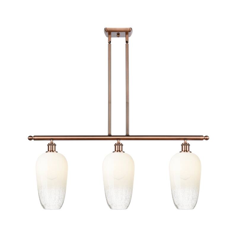 Innovations Lighting Endless Possibilities Ballston - Brookhaven Flute - 3 Light 36" Stem Hung Island Light - Antique Copper/Opal
