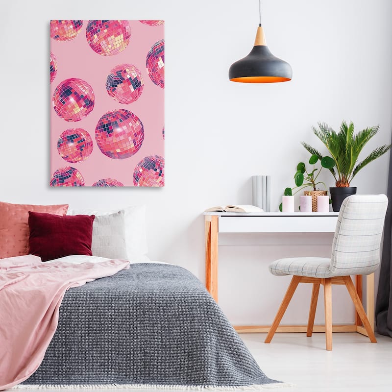 Stupell Vivid Pink Disco Pattern Canvas Wall Art Design By LSR Design Studio