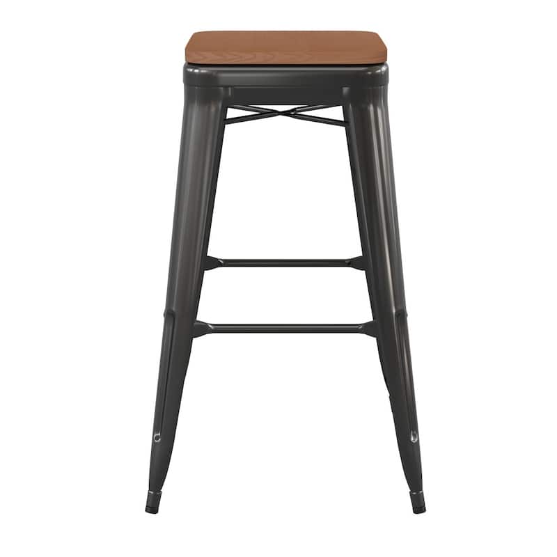 Indoor/Outdoor Backless Bar Stool with Poly Resin Seat