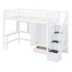 preview thumbnail 5 of 16, Twin Size Loft Bed with Bookshelf, Drawers, Desk, and Wardrobe - Playhouse Inspired Design for Bedroom, White