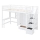preview thumbnail 6 of 37, Twin Size Loft Bed with Storage Stairs, Desk and Wardrobe， Combination Wood Children's Bed Frame with Bookshelf, Drawers