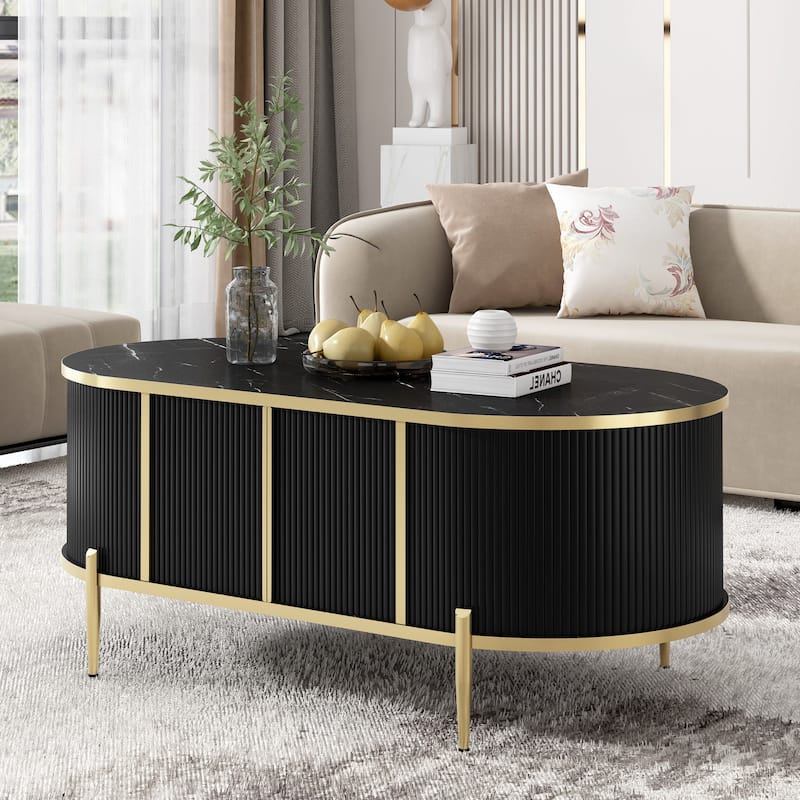 Modern Luxury Oval Fluted Coffee Table