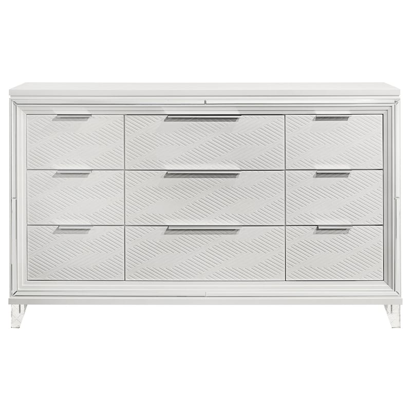9-Drawer White Dresser Cabinet with Spacious Storage, Smooth Glide Hardware, and Clean Contemporary Lines