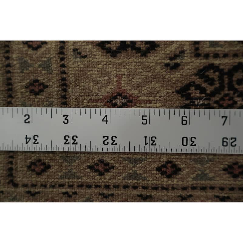 Hand Knotted Oriental 100% Wool Carpet Traditional Geometric Pink Bokhara Runner Rug - 9' 9'' X 2' 8''