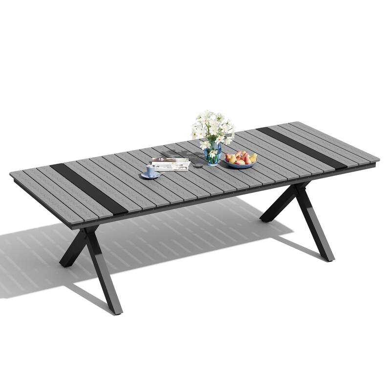 Pellebant Aluminum Rectangular Outdoor Patio Dining Table with Umbrella Hole