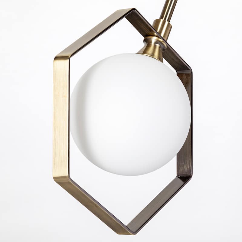 Desousa II (33.9"L x 8.8"W x 28"H) Champagne Metal Multi-Arm Three Light Chandelier - 33.9L x 8.8W x 28.0H - 33.9L x 8.8W x 28.0H