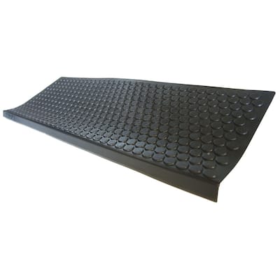 Rubber-Cal "Coin-Grip" Non-Slip Rubber Tread Stair Mats (6 Pack), Black - 9.75in x 29.75in