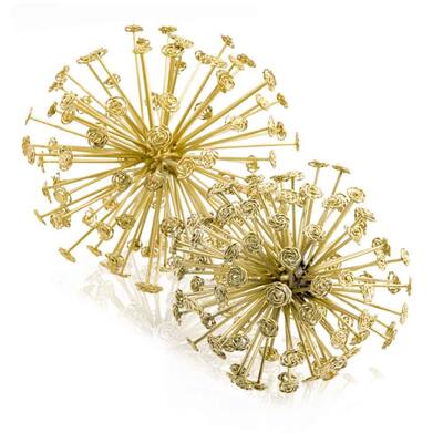 HomeRoots Set of Two Gold Cast Iron Decorative Spiky Sphere Tabletop Sculptures - 6.5' X '6.5' X '6.5