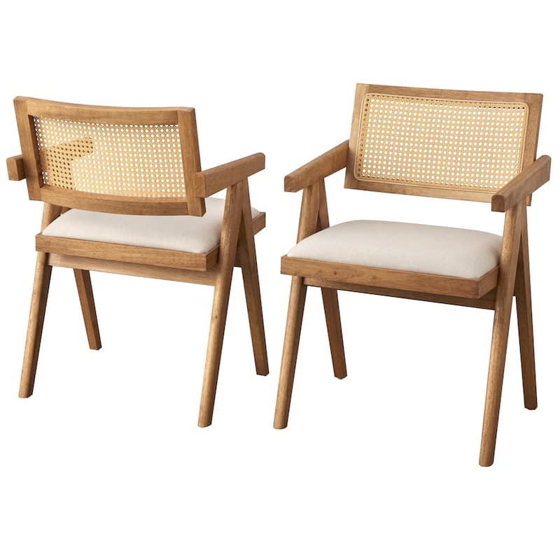 Simple Living Morena Solid Wood Dining Armchair with Cane (Set of 2)