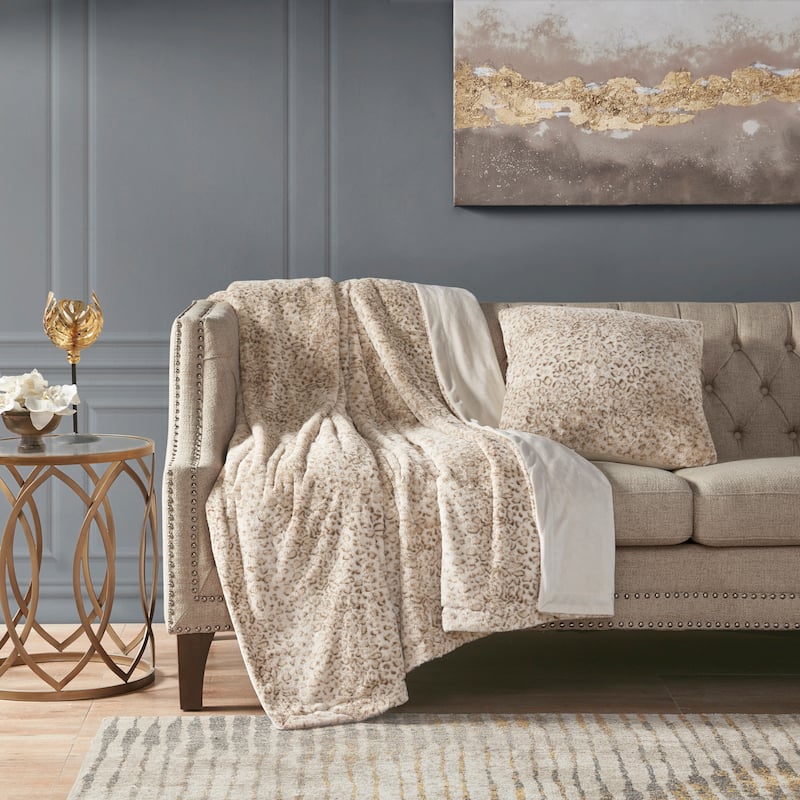 Madison Park Zuri Fax Fur Square Pillow