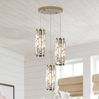 3-Light Chandelier for Bedroom Kitchen Dining Room with Crystal Shaded