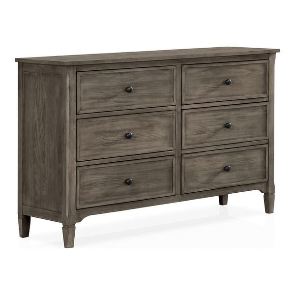 slide 2 of 4, Lanister Transitional Warm Grey 48-inch Wide 6-Drawer Solid Wood Dresser by Furniture of America Wire-Brushed Warm Grey