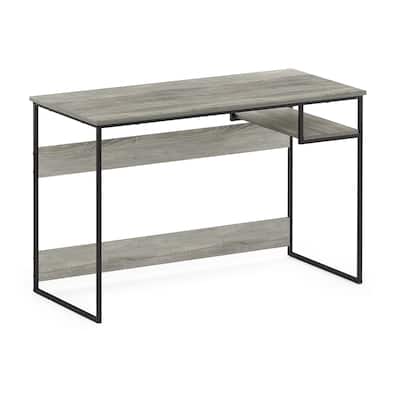 Study Desk - Metal Frame, Wide Tabletop & Shelf - Easy Assembly - 35" French Oak Gray