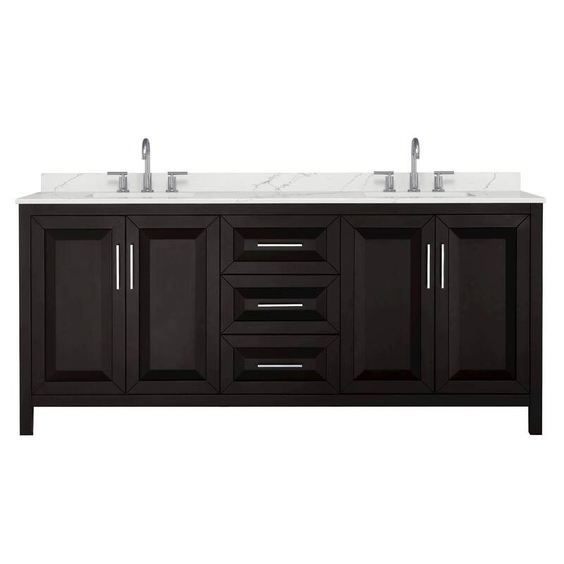 Daria 80-inch Double Vanity, 3 Hole Quartz Top