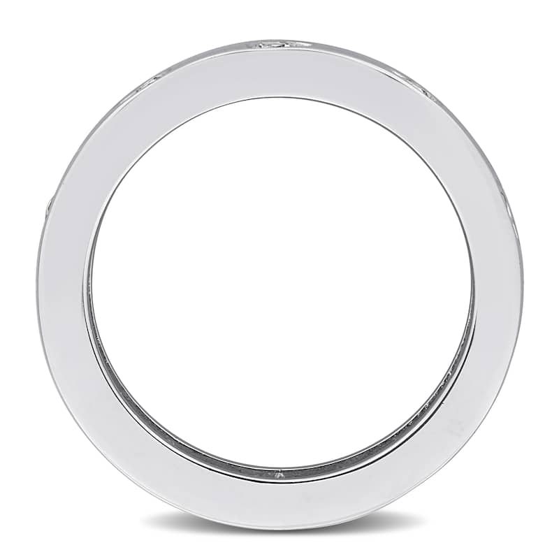 Miadora 1 1/2ct TGW Created White Sapphire Heart Eternity Ring in Sterling Silver