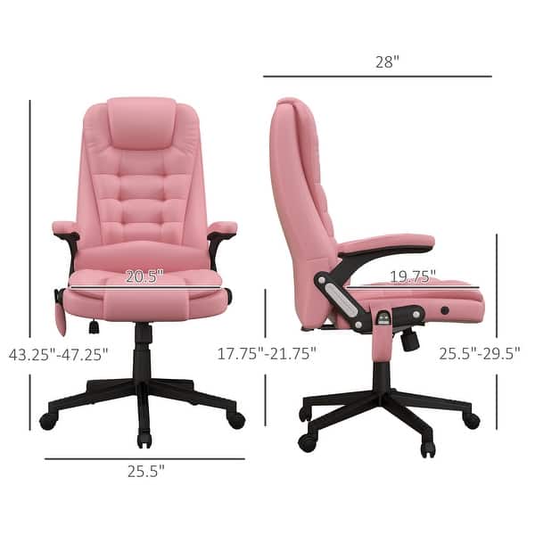 HOMCOM High Back Vibration Massage Office Chair with 6 Vibration Points, Heated Reclining PU Leather Computer Chair