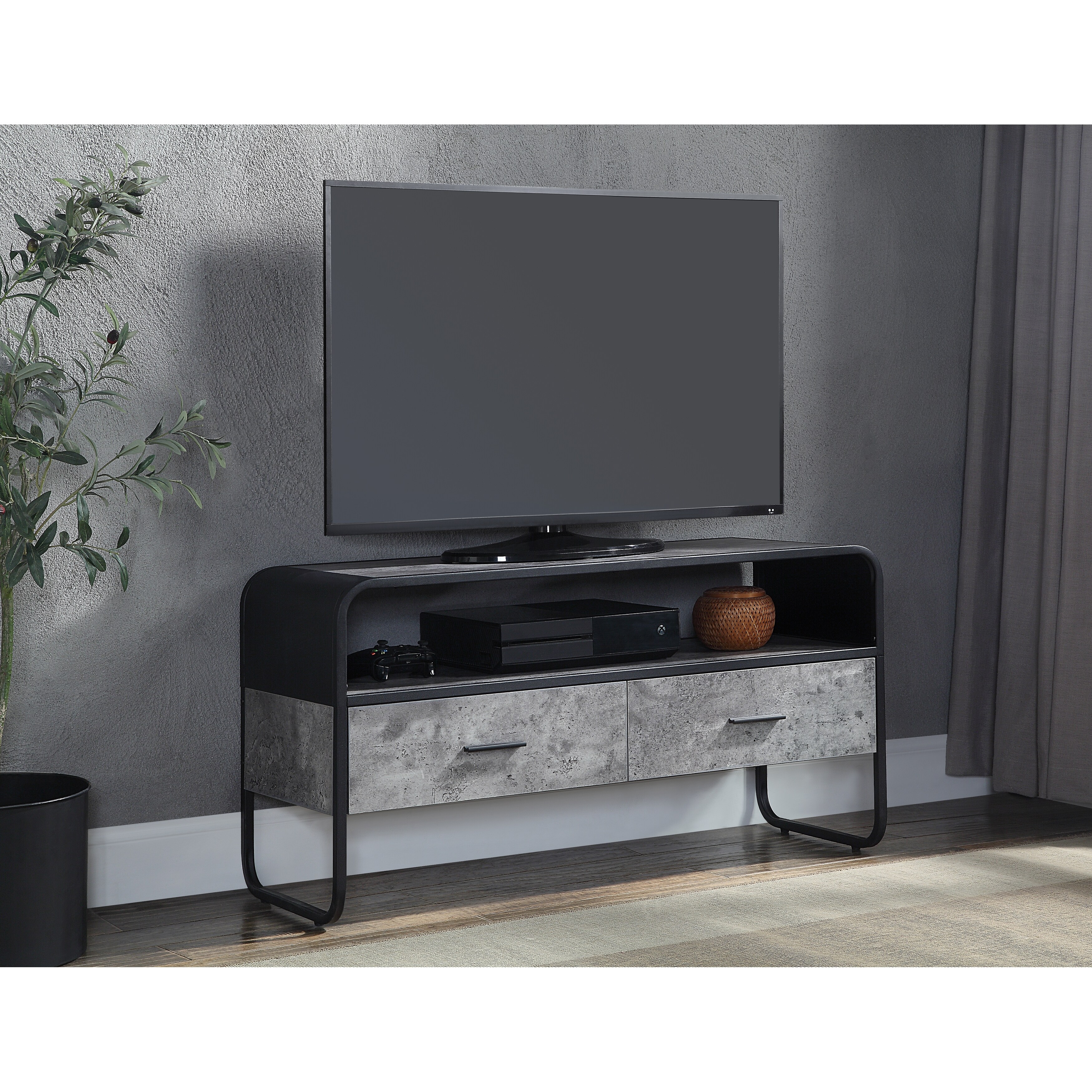 Round edge top tv console
