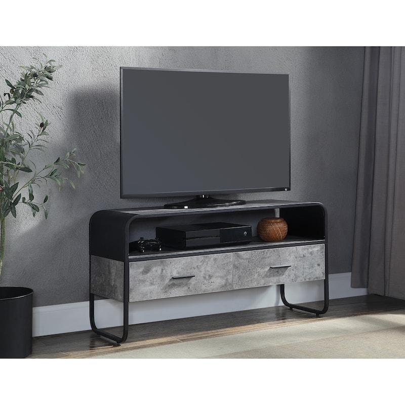 Gray 39" TV Stand with Faux Concrete Shelving & Drawers for TVs Up to 42" - Gray