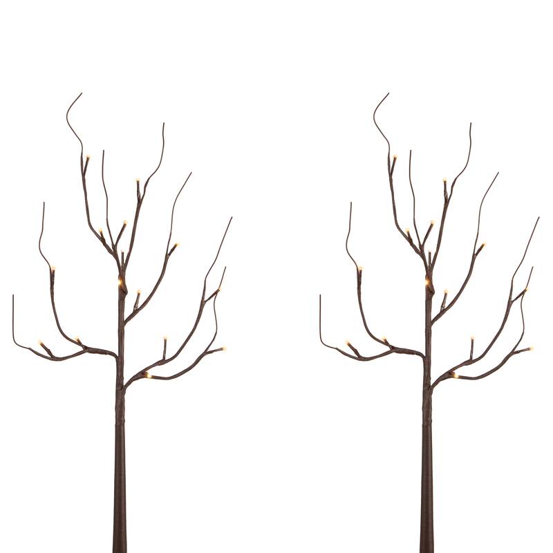 27 in Brown LED Branches with Timer Set of 2