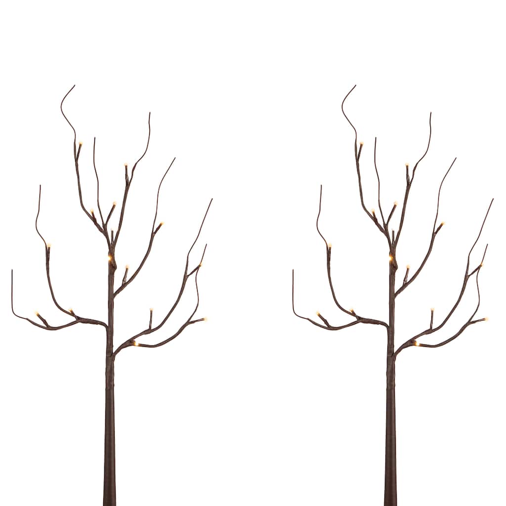 27 in Brown LED Branches with Timer Set of 2