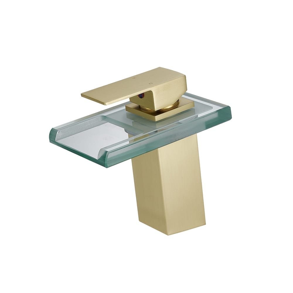 Single Handle Waterfall Bathroom Faucet with LED Light Bathroom Sink Basin Faucets