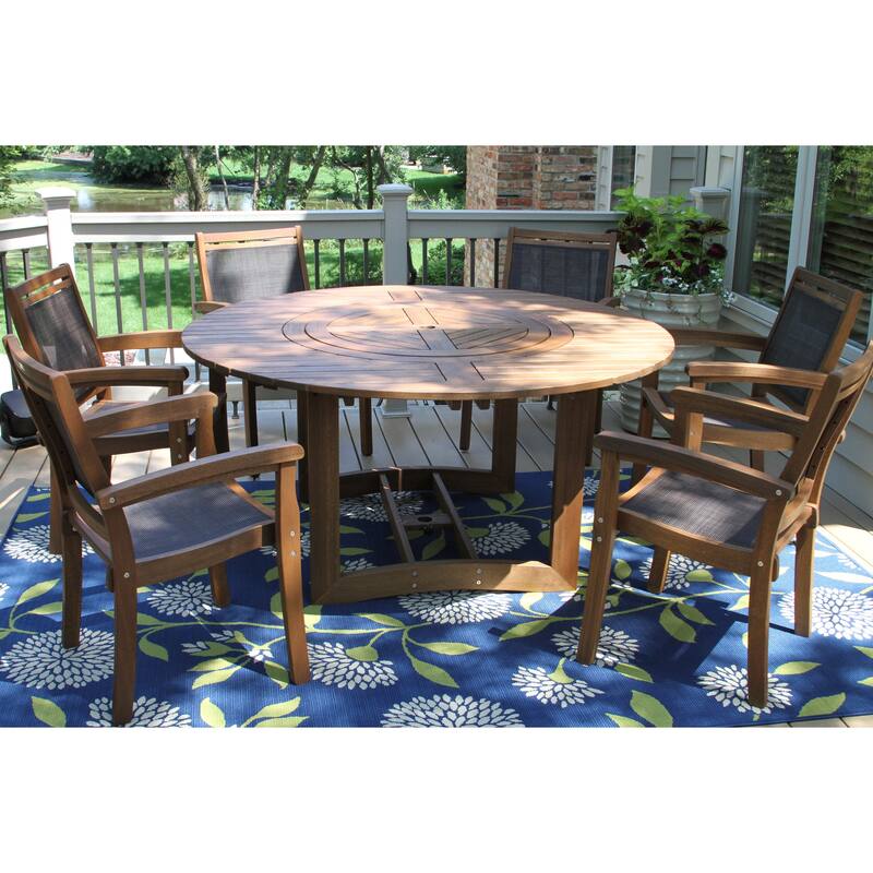 Eilaf 7 pc. Lazy Susan Set with Stacking Chairs