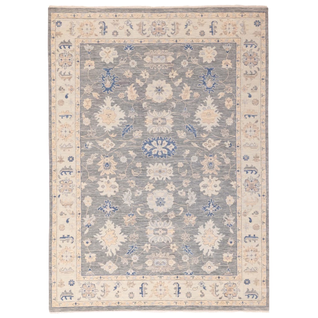 ECARPETGALLERY Hand-knotted Modern Oushak Grey Wool Rug - 9'1 x 12'3