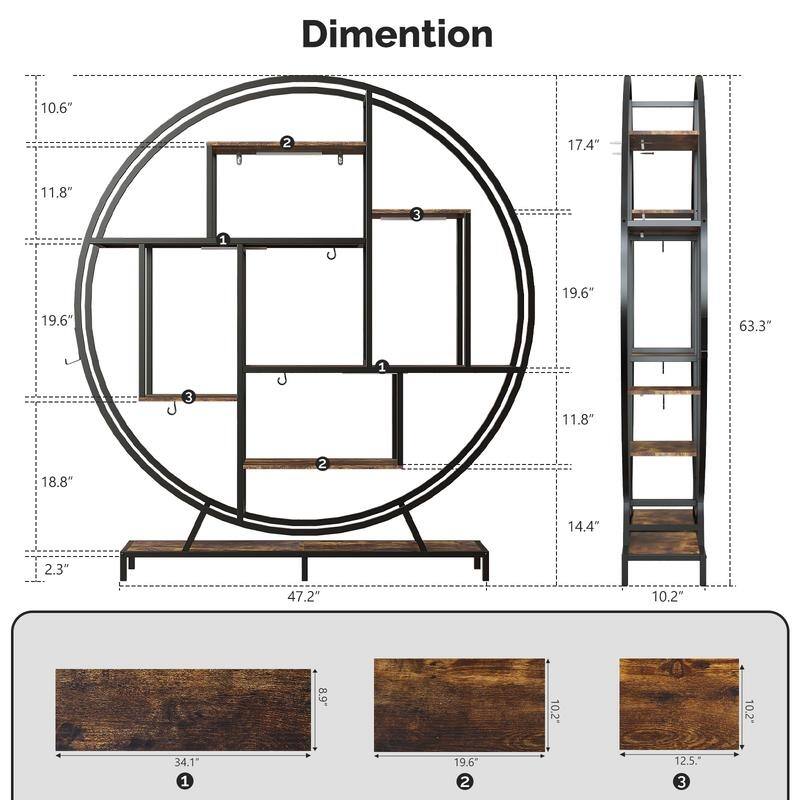 Copper Shaped Ironwood Plant Stand with Plant Grow Lights