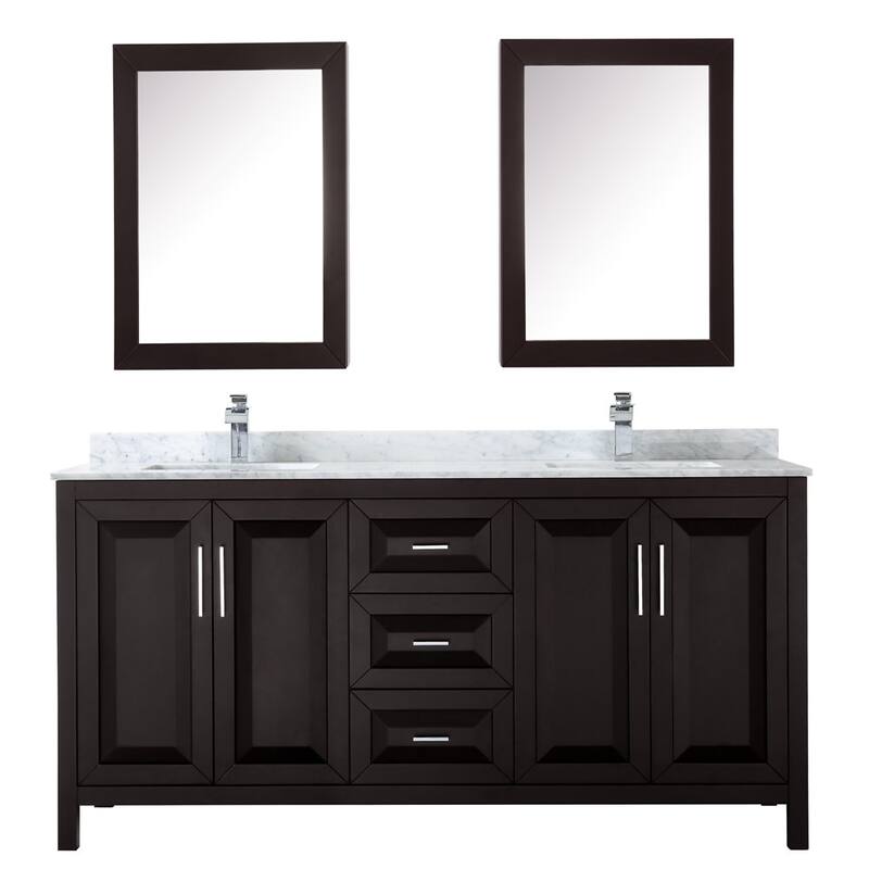 Wyndham Collection Daria 72" Free Standing Double Vanity Set with MDF
