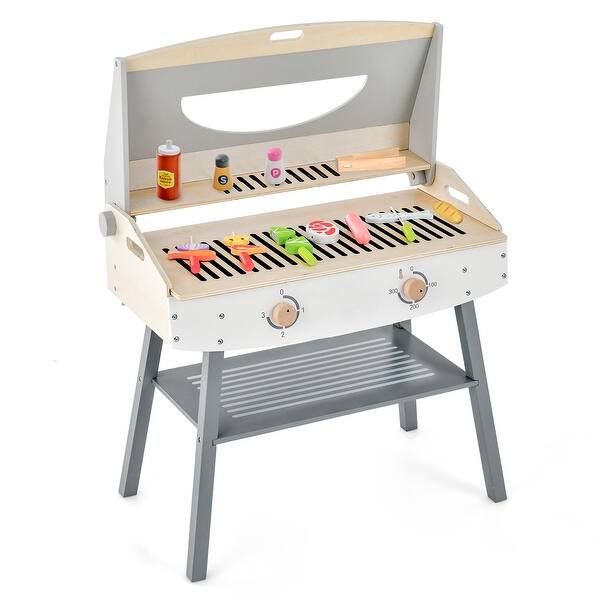 slide 2 of 10, Kids Barbecue Grill Playset for Girls and Boys Aged 3+ - 25.5" x 14.5" x 32.5"