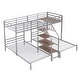 preview thumbnail 6 of 11, Silver Twin Over Twin & Twin Metal Triple Bunk Bed with Storage Shelves Staircase, Sturdy Dorm Bed Frame for Kids, Teens, Adults