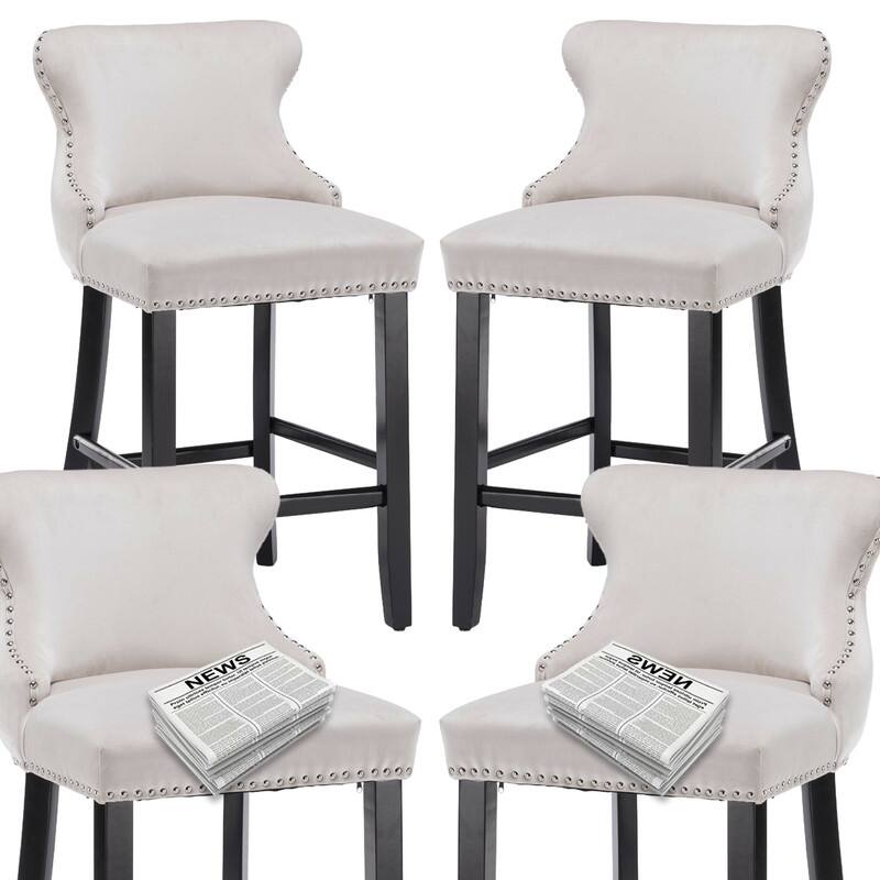Upholstered Wing Back Bar Stools (Set of 4)