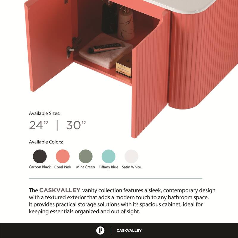 Caskvalley Modern Bathroom Vanity with Straight Fluted Design - Sink Included