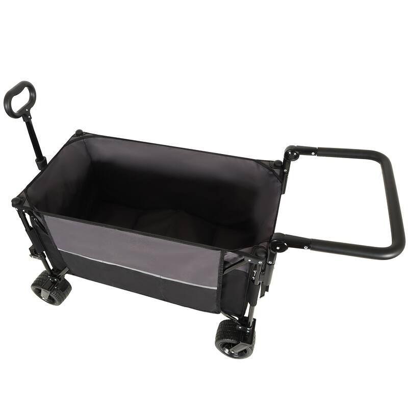 Push-Pull Folding Wagon with 360 Degree Wheels, Heavy-Duty, Adjustable